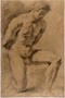 Barbieri Giovanni Francesco detto il Guercino-Nudo virile inginocchiato